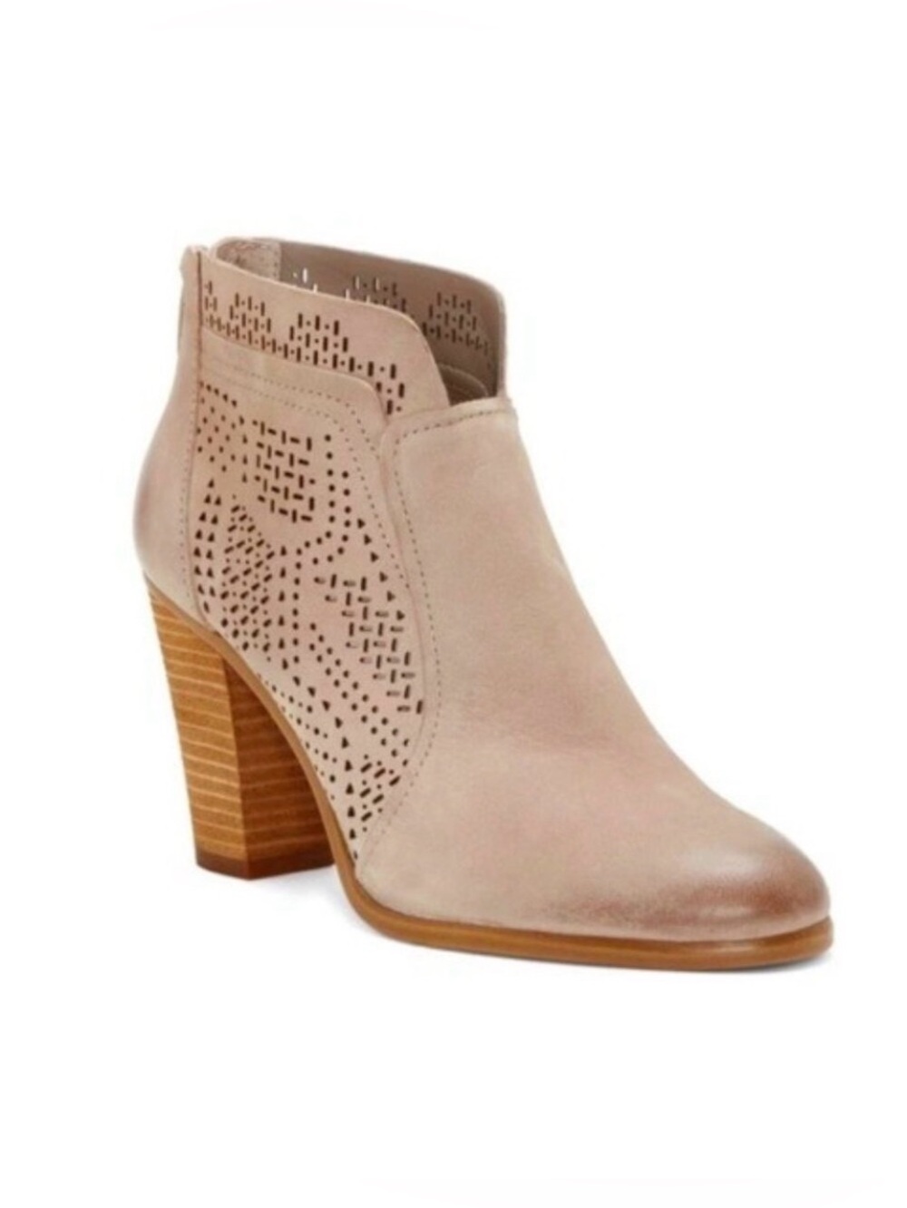 NWT VINCE CAMUTO Frasitta Ankle Booties Taupe Suede Perforated Lace 11 MSRP $225